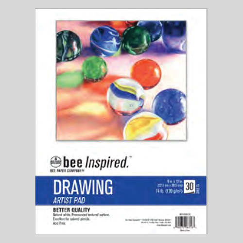 Bee Inspired Artist Drawing Pad 9"x12" 30 sheets Top Tape Bound BEE92086T30