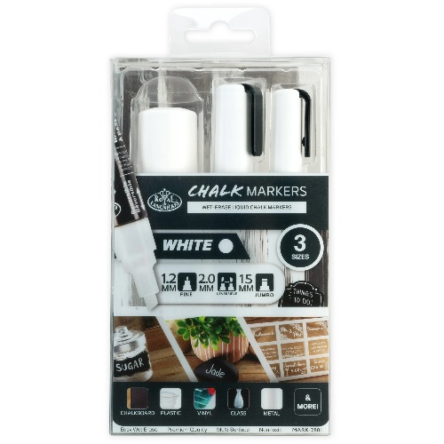 Royal Langnickel Chalk Marker Set - 3ct Assorted Tips White MARK-2801