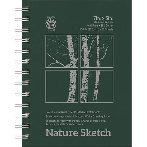 Pentalic Multi-Media Nature Sketch Book 5" x 7" - (50 Sheets, 130lb)