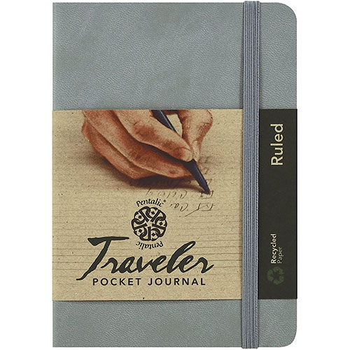 Pentalic Traveler Pocket Journal 4" x 6" - (160 Pages, 74lb) Ruled, Gray