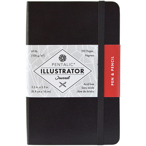 Pentalic Illustrator Journal 3.5" x 5.5" - (192 Pages, 60lb) Pen & Pencil, Black