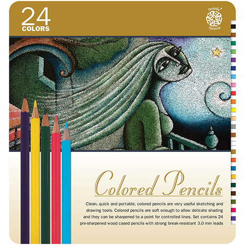 Pentalic Colored Pencil Tin Box Set - (24 Pack)