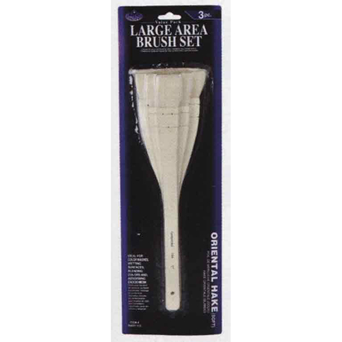 Royal Langnickel 3 Pack White Bristle Long Handle String Tied Hake Brush Set - 1 Inch,2 Inch,3 Inch
