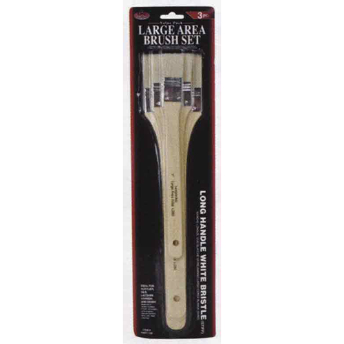 Royal Langnickel 3 Pack White Bristle Long Handle Large Area Brush Set - 1 Inch,2 Inch,3 Inch