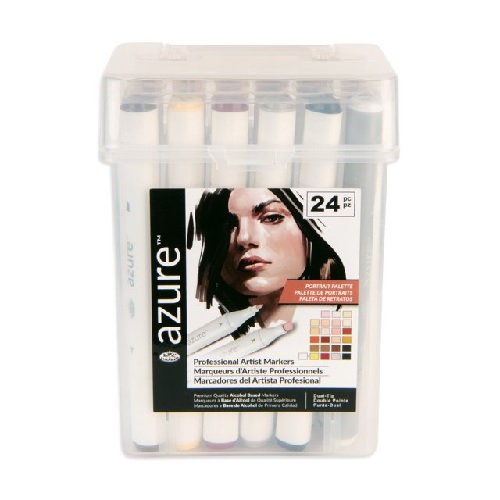 Royal Langnickel Azure Dual-Tip Alcohol Marker Set - 24pc Portrait RM-POR24