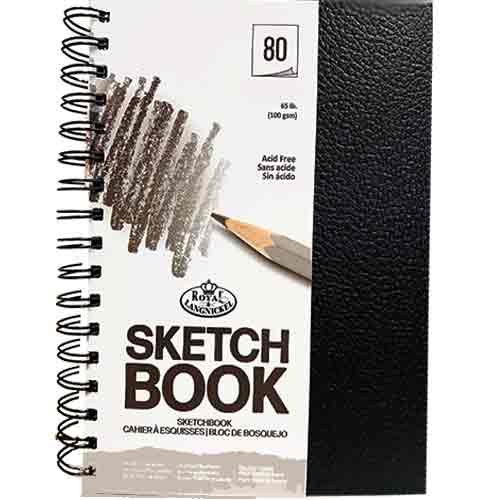 Royal & Langnickel Wire bound Black Sketchbook 9x12, 65lbs, 80 sheets