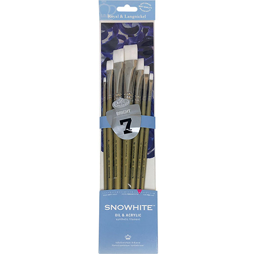 Royal Langnickel Snowhite Synthetic Long Handle Brush Set - 7 pc Flats