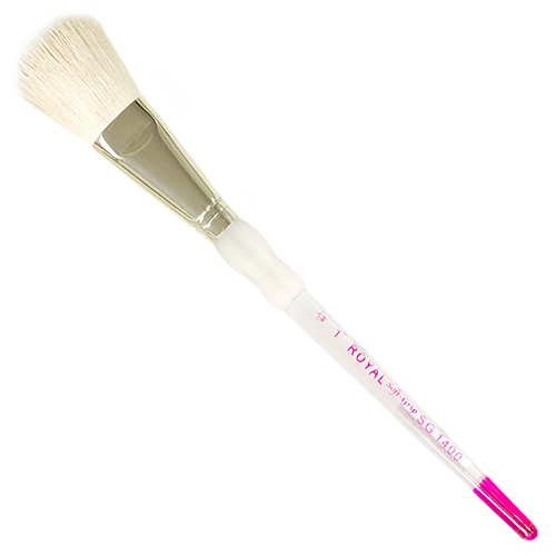 Royal Langnickel Soft-Grip Goat Hair Brush - Short Handle, Blending Mop 1"