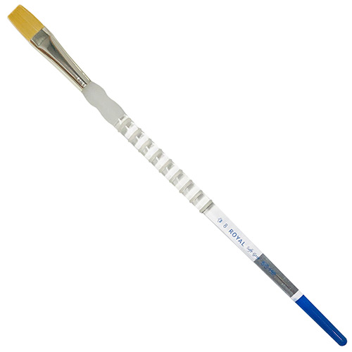 Royal Langnickle Soft-Grip Golden Taklon Brush - Long Handle, Flat #8