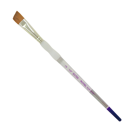 Royal Langnickel Soft-Grip Synthetic Sable Brush - Short Handle, Angular 1/2"