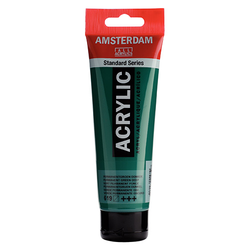 Royal Talens Amsterdam Acrylic Paint - (0.7oz/20ml) Permanent Green Deep