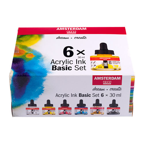 Royal Talens Amsterdam Acrylic Ink Basic 6 pack Set