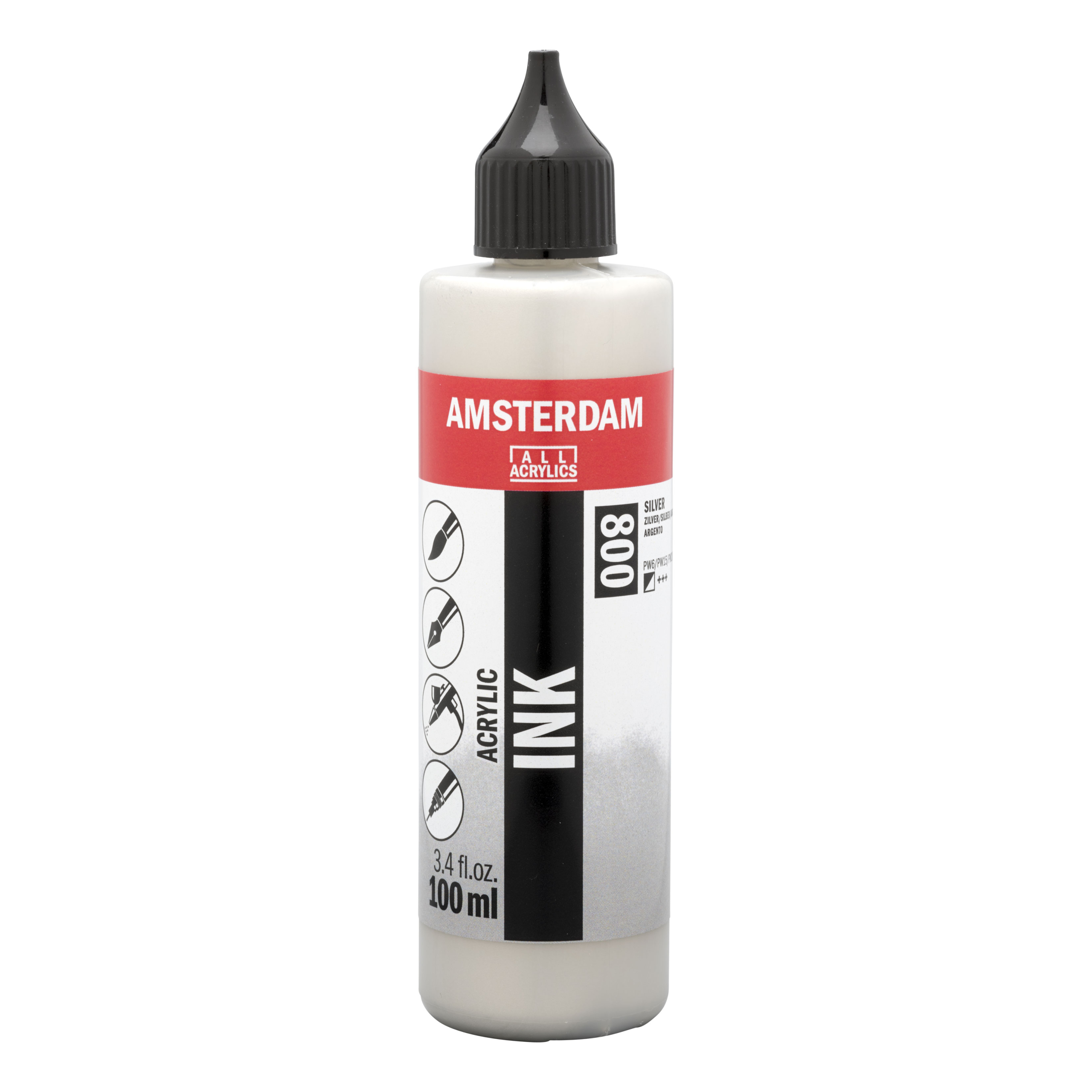 Royal Talens Amsterdam Acrylic Ink - (3.4oz/250ml) Silver