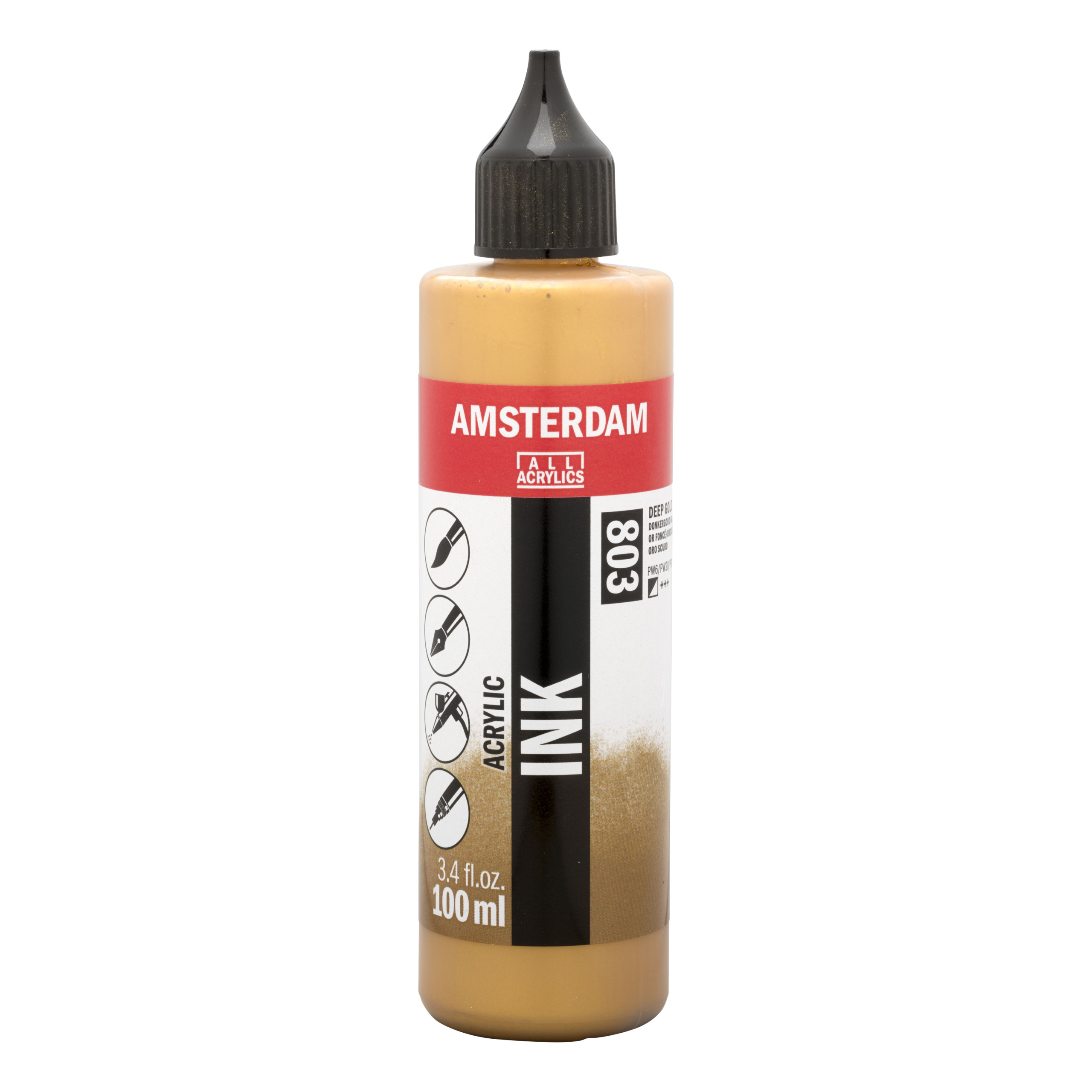 Royal Talens Amsterdam Acrylic Ink - (3.4oz/100ml) Deep Gold