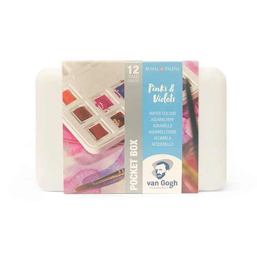 Royal Talens Van Gogh Water Color Pocket Box - (12 Pans) Pinks & Violets