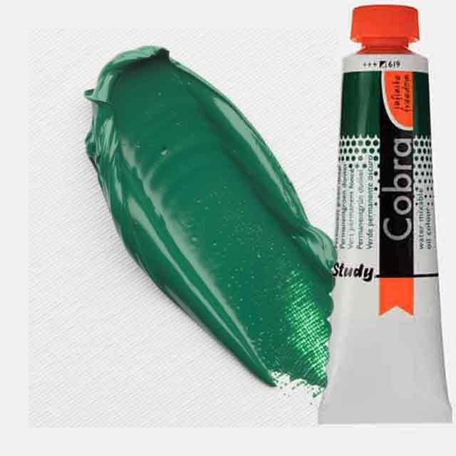 Royal Talens Cobra Study Water Mixable Oil Paint 200ml Permanent Green Deep 619