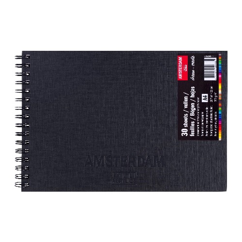 Amsterdam Black Hard, Spiral-bound Sketchbook (A4)  8.27"x11.69"   93023021