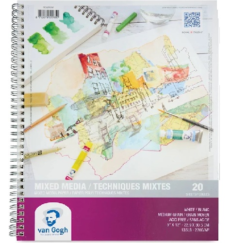 Royal Talens Van Gogh Mix Media Pad 9" x 12" - (20 Sheets, 135lb)