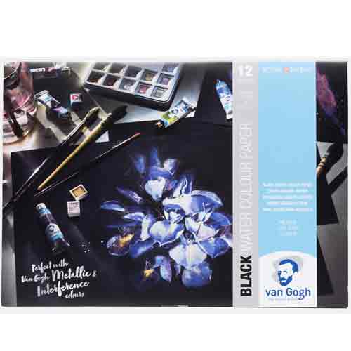 Royal Talens Van Gogh Black Water Color Paper Pad  8.3"x11.7" - (12 Sheets, 140lb)  9417002