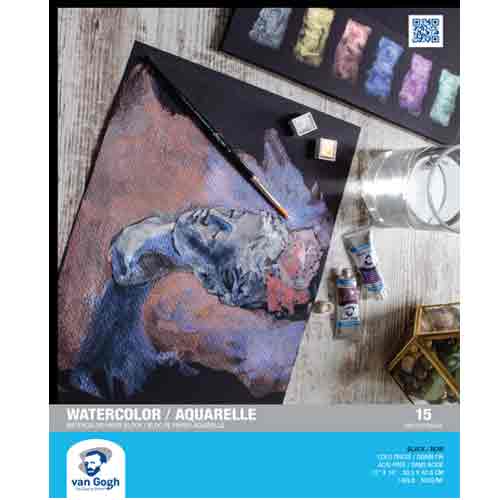 Royal Talens Van Gogh Watercolor Block Paper   12"x16" - Black Cold Press (15 Sheets, 140lb)   94178014