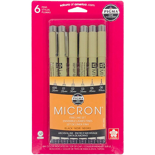 Sakura Pigma Micron Pen Set - (6 Pack) Black
