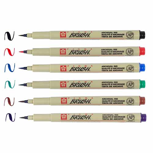 Sakura Pigma Brush Pen Assorted- 6pc 38061