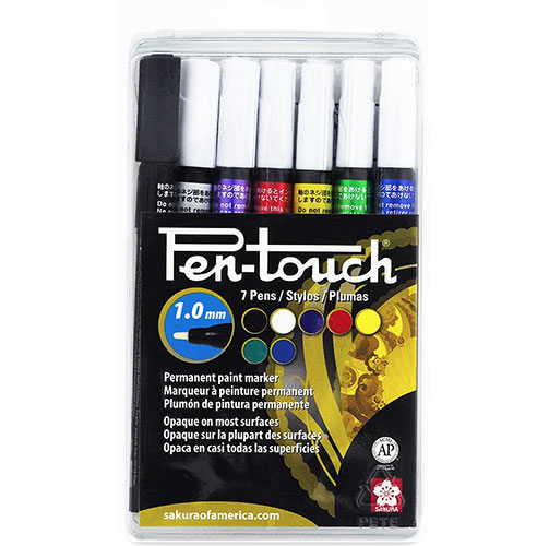 Sakura Pen-Touch Fine Set Acrylic Paint Markers- Basic Assortment 7pc Set 42392