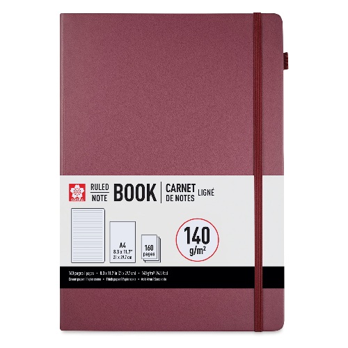 Sakura A4 Notebook - Mulberry, 8.3" x 11.7", Ruled  52412