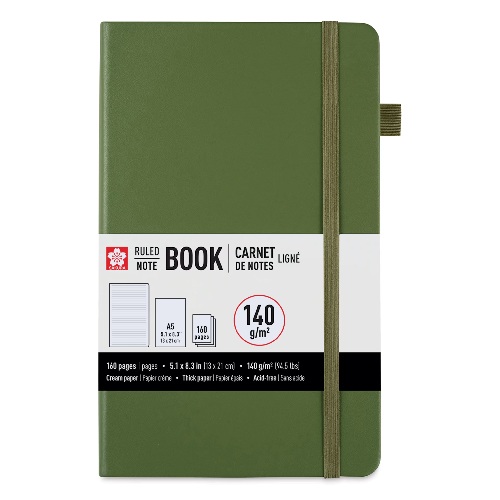 Sakura A5 Notebook - Pine Needle, 5.1" x 8.3", Ruled  52417