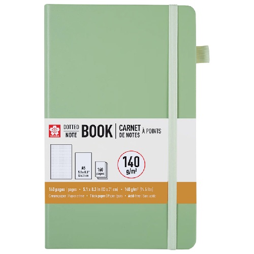 Sakura A5 Notebook Dotted -5.1" x 8.3", Pale Patina  52434
