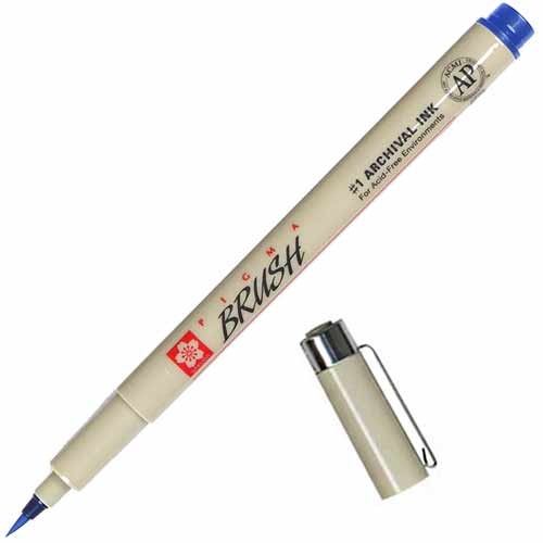 Sakura Pigma Micron Pen -Blue, Brush