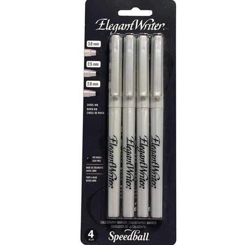 Speedball Elegant Writer Calligraphy Markers - (4 Pack) Assorted Nibs, Black