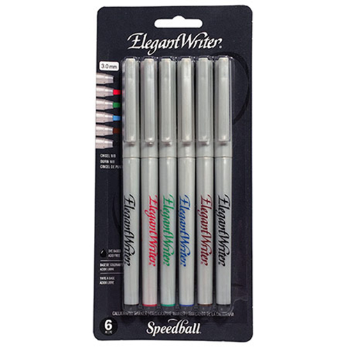 Speedball Elegant Writer Calligraphy Markers - (6 Pack) 3.0mm Assorted Colors