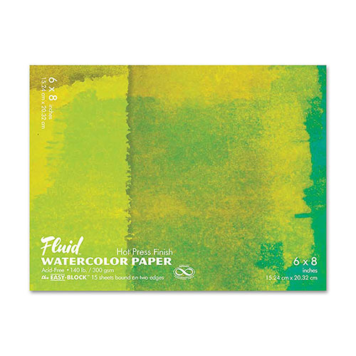 Fluid Watercolor Paper Easy-Block 6" x 8" - (15 Sheets, 140lb) Hot Press