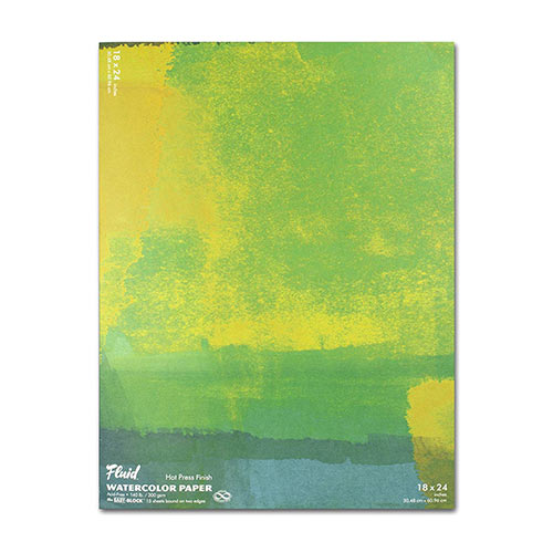 Fluid Watercolor Paper Easy-Block 18" x 24" - (15 Sheets, 140lb) Hot Press