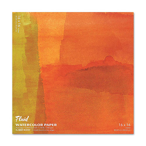 Fluid Watercolor Paper Easy-Block 16" x 16" - (15 Sheets, 140lb) Cold Press