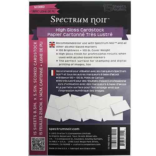 Spectrum Noir High Gloss White Cardstock 8.5" X 5.5" - (15 Sheets) Scored