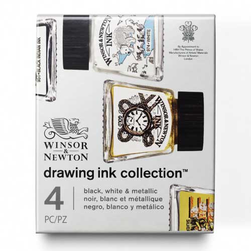 Winsor & Newton Dye-Based Drawing Ink - 4ct Metallics Collections