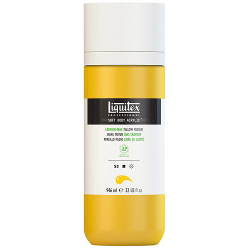 Liquitex Professional Soft Body Acrylic Paint - (32oz/946ml) Cadmium-Free Yellow Light
