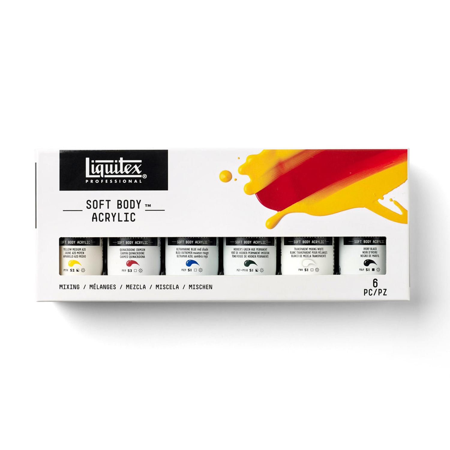 Liquitex Professional Soft Body Acrylic Set (2oz/59ml) - (6 Pack) Mixing Set