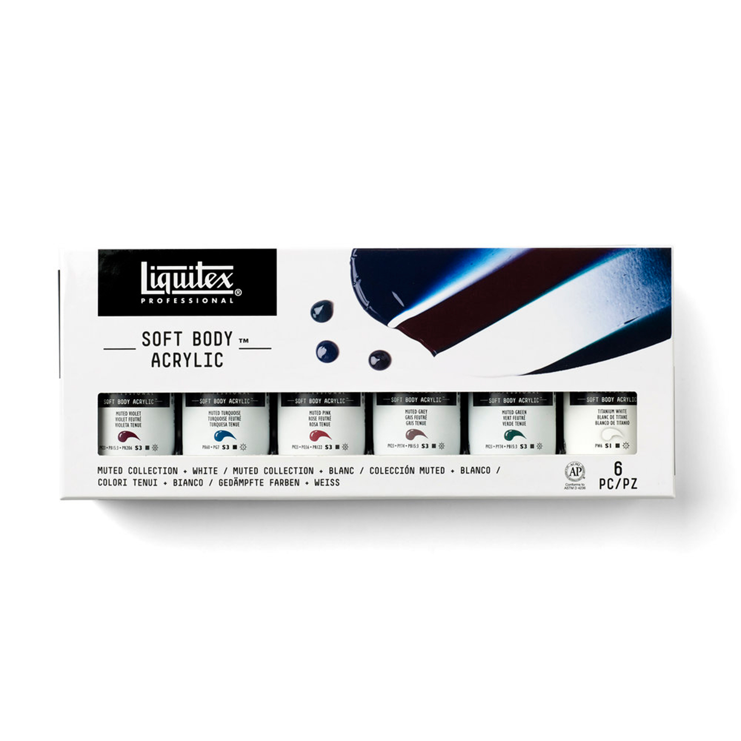 Liquitex Professional Soft Body Acrylic Set (2oz/59ml) - (6 Pack) Muted Collection + White