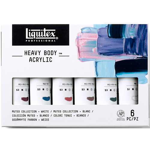 Liquitex Professional Heavy Body Acrylic Paint Set (2oz/59ml) - (6 Pack) Muted Collection + White