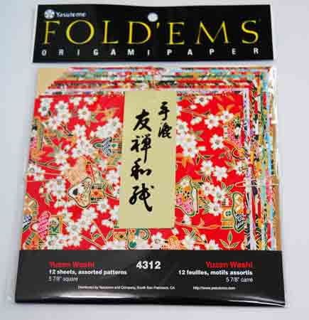 Yasutomo Fold'Ems Origami Paper 5 7/8" - (12 Sheets, Assorted Designs) Yuzen Reds